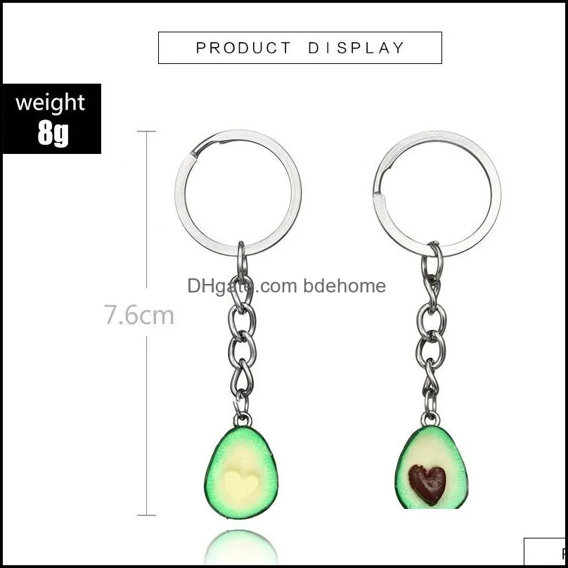 environmentally friendly soft clay avocado keychain fashion couple fruit jewelry cute avocado charm necklace avocado keychain set pendant