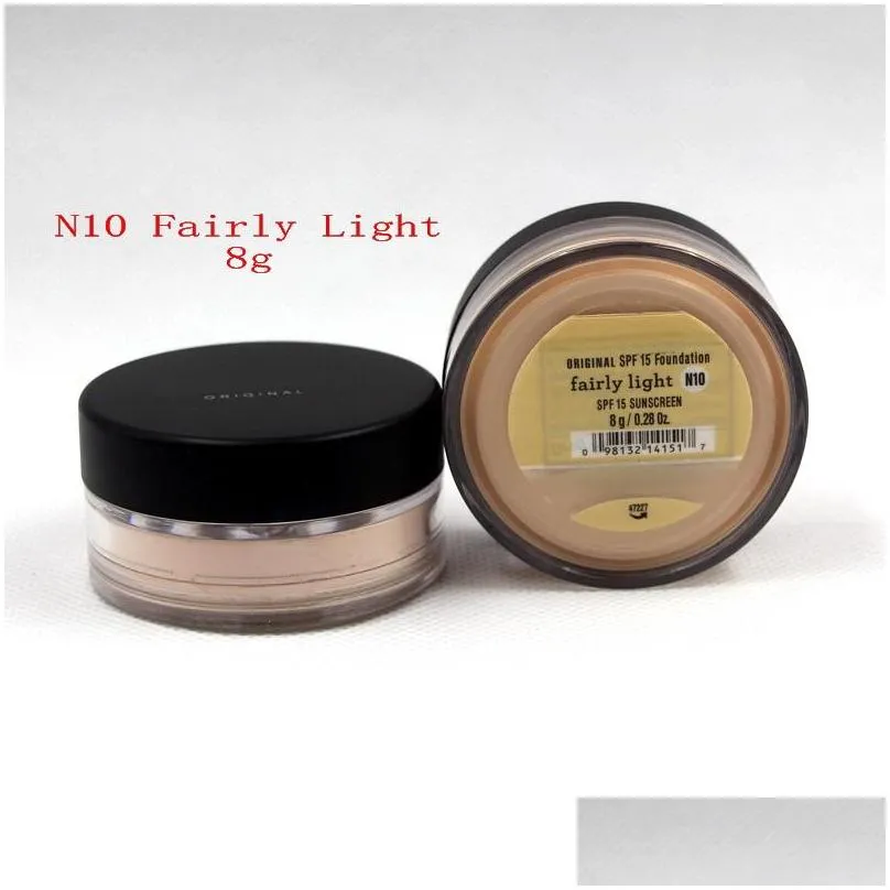 mineral foundation makeup loose face powder for women spf 15 sun block matte 6g 8g 9g fair fairly light medium beige professionnel make