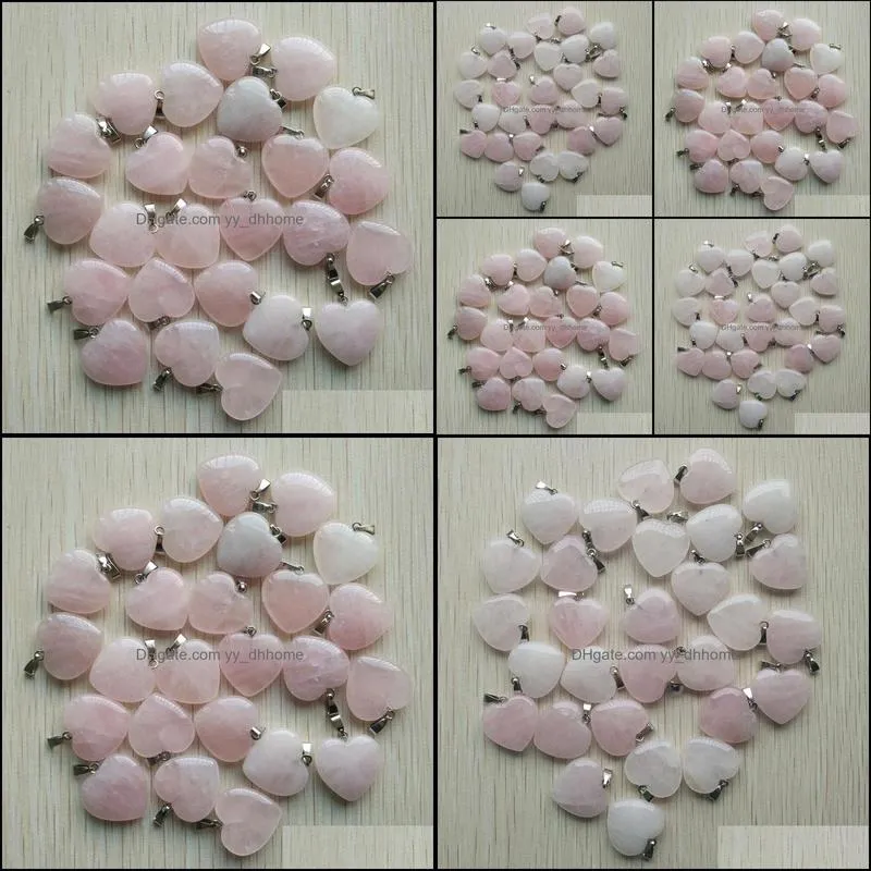 20mm rose quartz heart natural stone charms pendants for necklace jewelry making