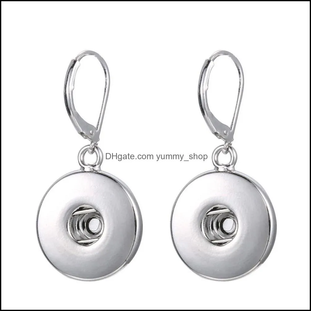 noosa chunks silver color snap button earrings 12mm 18mm snap button dangle earrings for women snap button jewelry