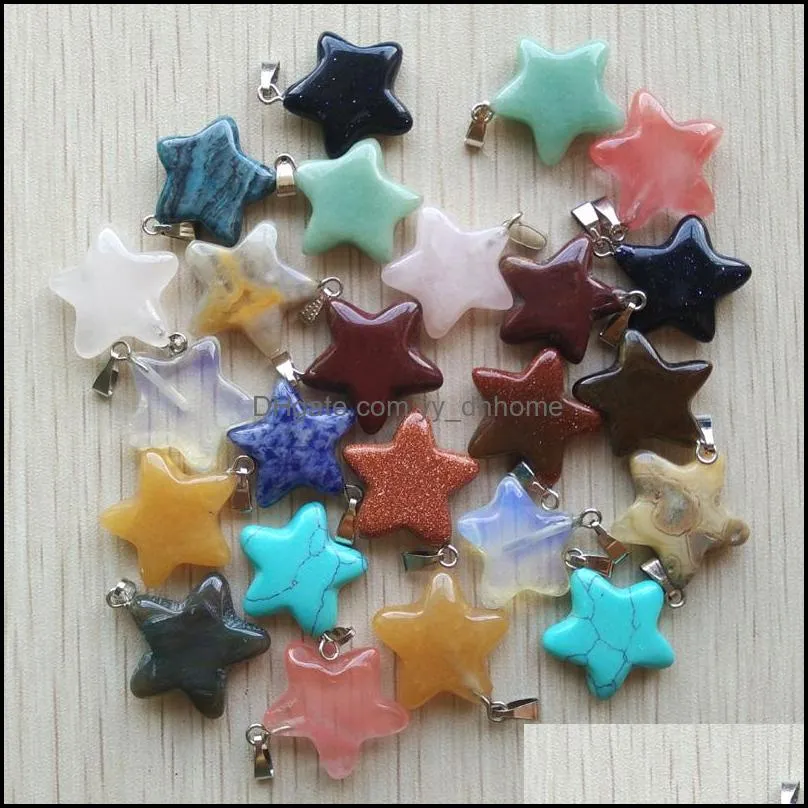 amethyst crystal five point star shape stone charms pendants for diy jewelry making wholesale