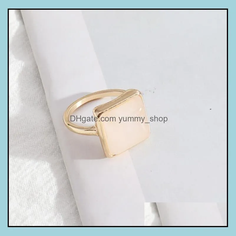 1.2cm square kallaite white green rose pink quartz stone rings fashion inner dia 1.7cm brincos pendientes jewelry for women