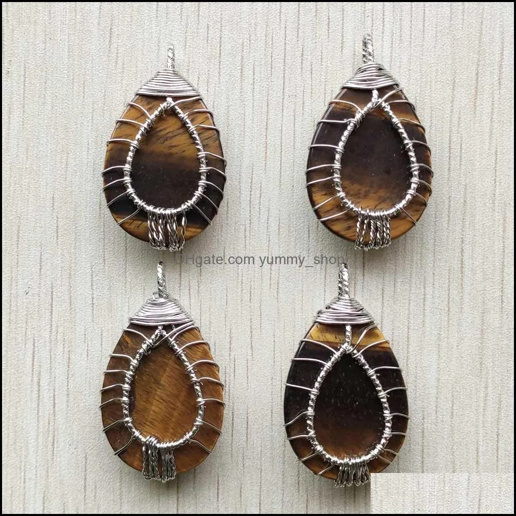 tiger eye wire wrap handmade tree of life charms natural stone pendants diy necklace jewelry making