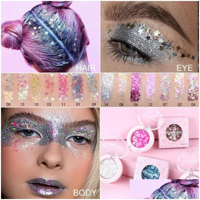 maquillage single sequins eyeshadow gel glitter star heart fragments eye shadow longlasting easy to wear diamond shiny face makeup