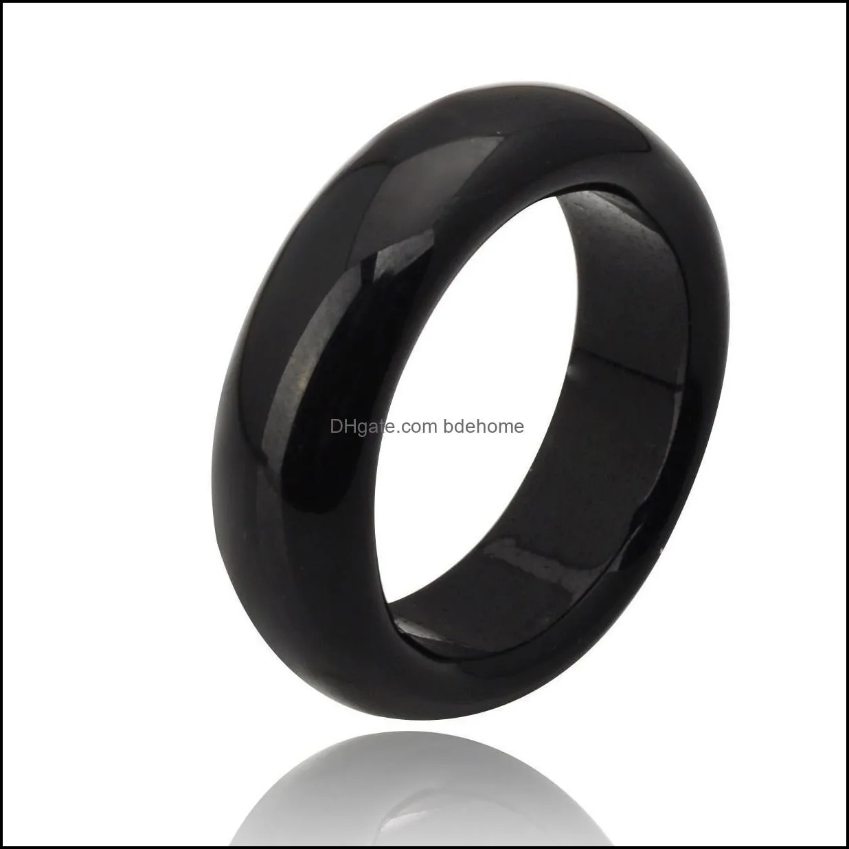 fashion natural black agate jade crystal gemstone jewelry engagement wedding rings for women and men love gifts