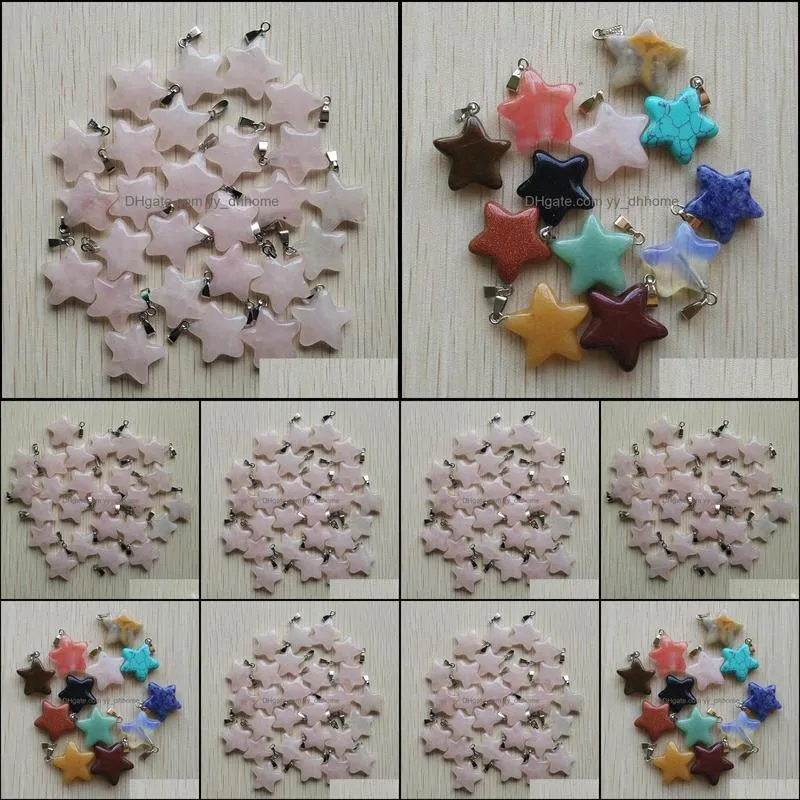 natural pink crystal five point star shape charms pendants for diy jewelry making wholesale