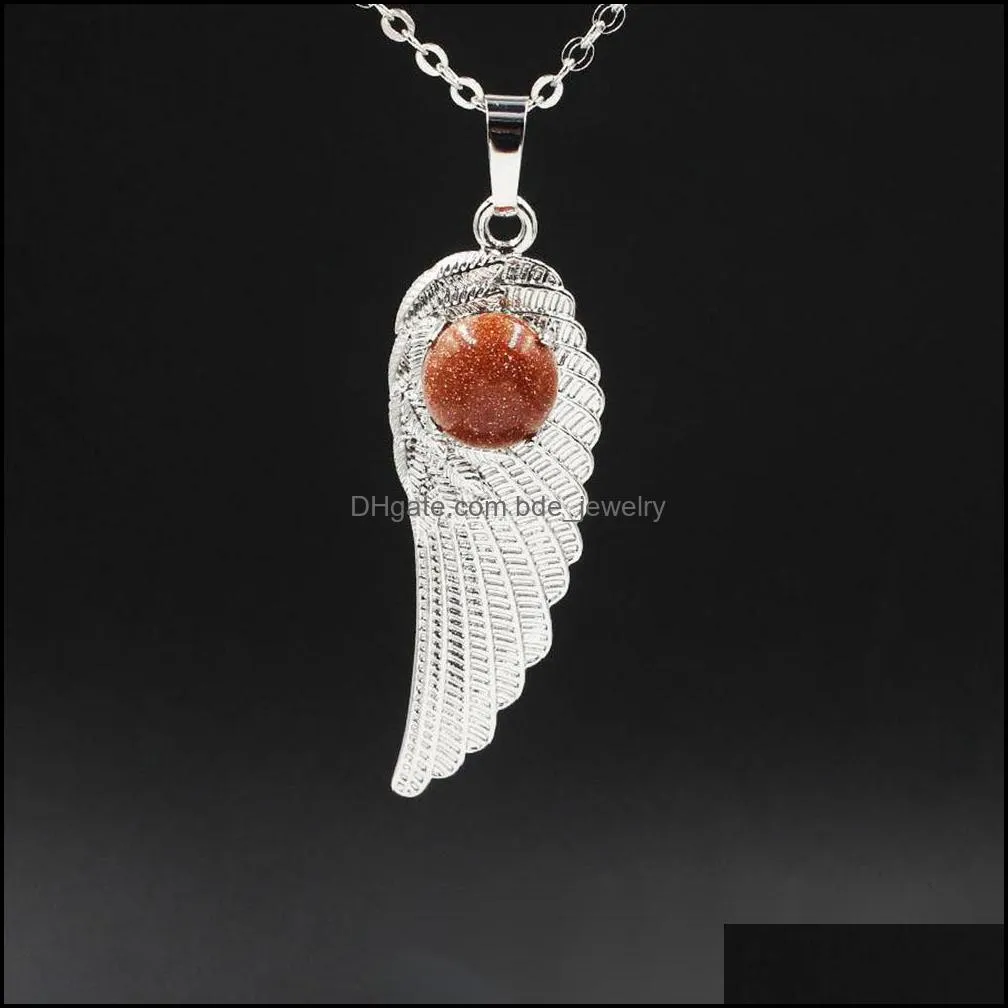 natural crystal quartz angel wings pendant necklace for women girl chakra reiki healing eye dream yoga choker jewelry
