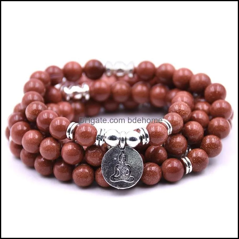 108 beads natural stone jewelry beaded strands bracelet ethnic style multilayer men and women parents birthday gifts