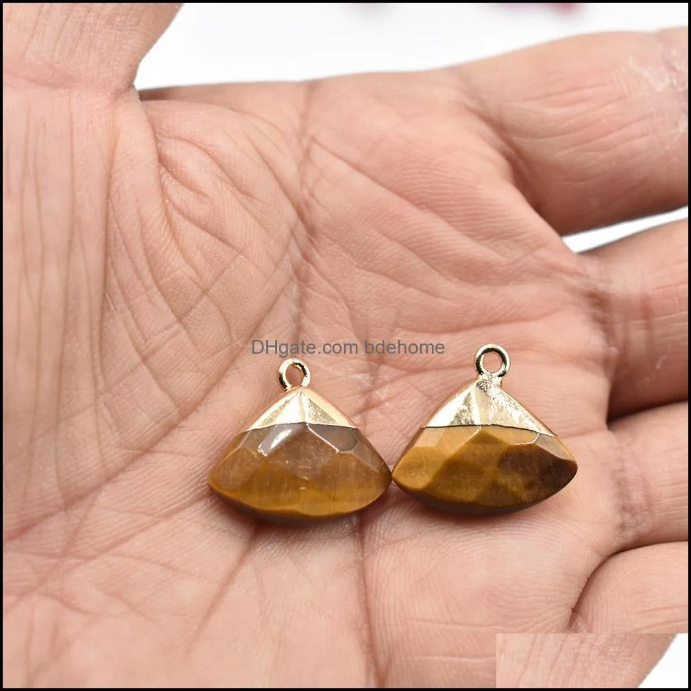 fan shape natural stone crystal pendant charm pendants for jewelry making supplies diy fine necklace earrings