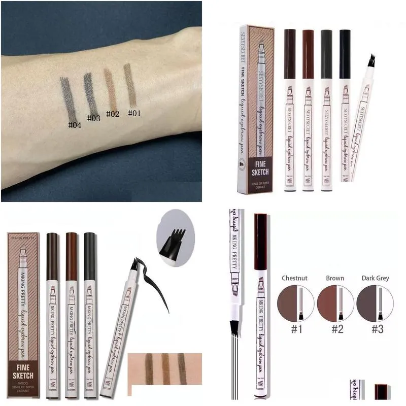 microblading eyebrow enhancers pen waterproof 4 head fine sketch liquid eyebrow pencil