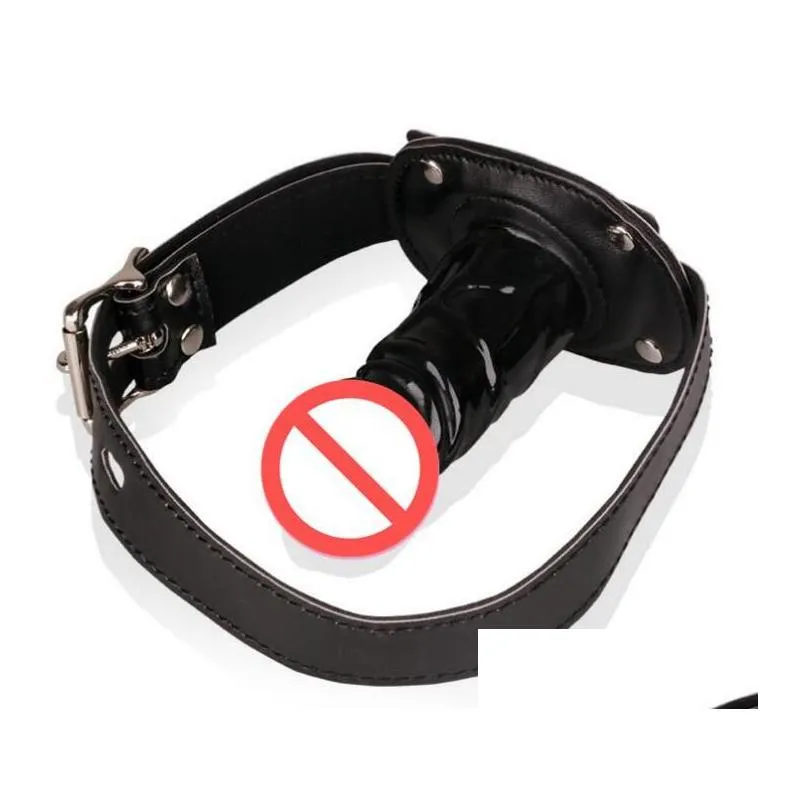 penis plug black lockable strap on silicone dildo mouth gag slave leather harness restraint toys for couple jjd0242
