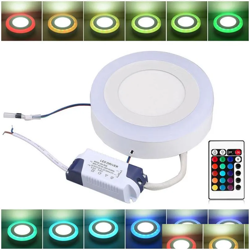 rgb led panel light 100265v ceiling lamp add 24keys controller surface/recessed ceiling rgbaddwhite lamp parlor/shop downlight