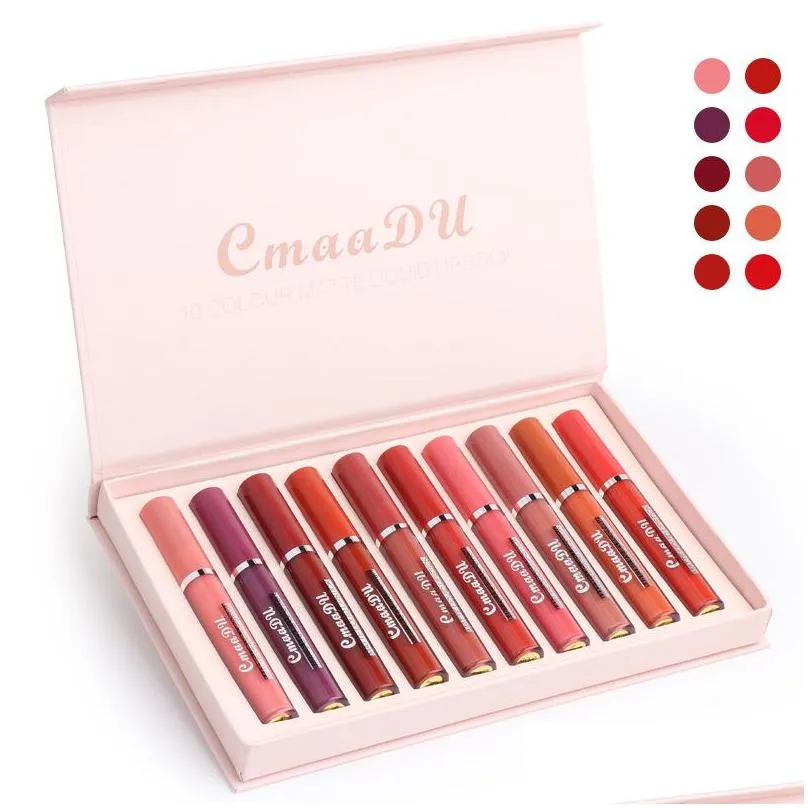 cmaadu 10 colors matte liquid lipstick set waterproof lip gloss longlasting lip gloss kit