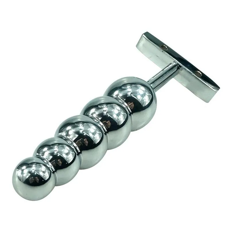 metal anal beads prostate massage stainless steel butt plug heavy anus beads with 5 balls toys for men and women