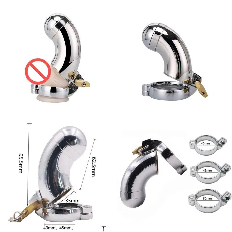 male chastity device 40mm/45mm/50mm with tubing cover removable metal cock cage penis lock toys