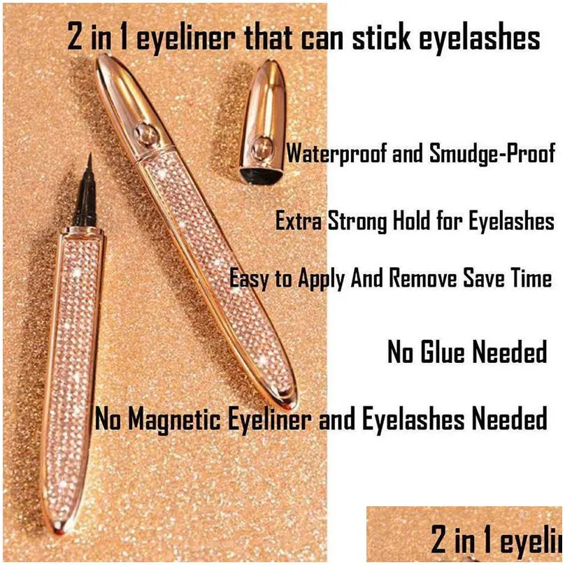 selfadhesive glue eyeliner lash glue pen black eyeliner 2 in 1 waterproof long lasting eye liner pencil