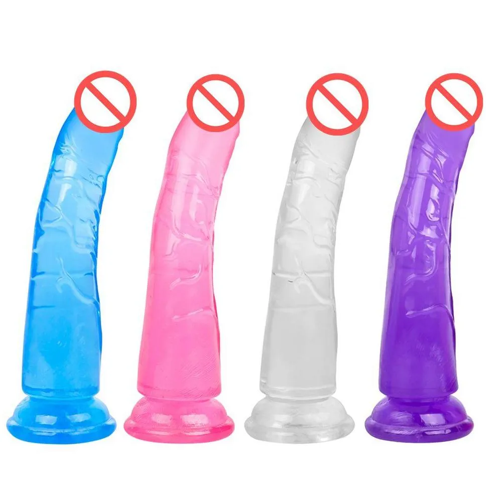 erotic soft jelly dildo realistic anal dildo strapon big penis suction cup toys for adults toys for woman j1735