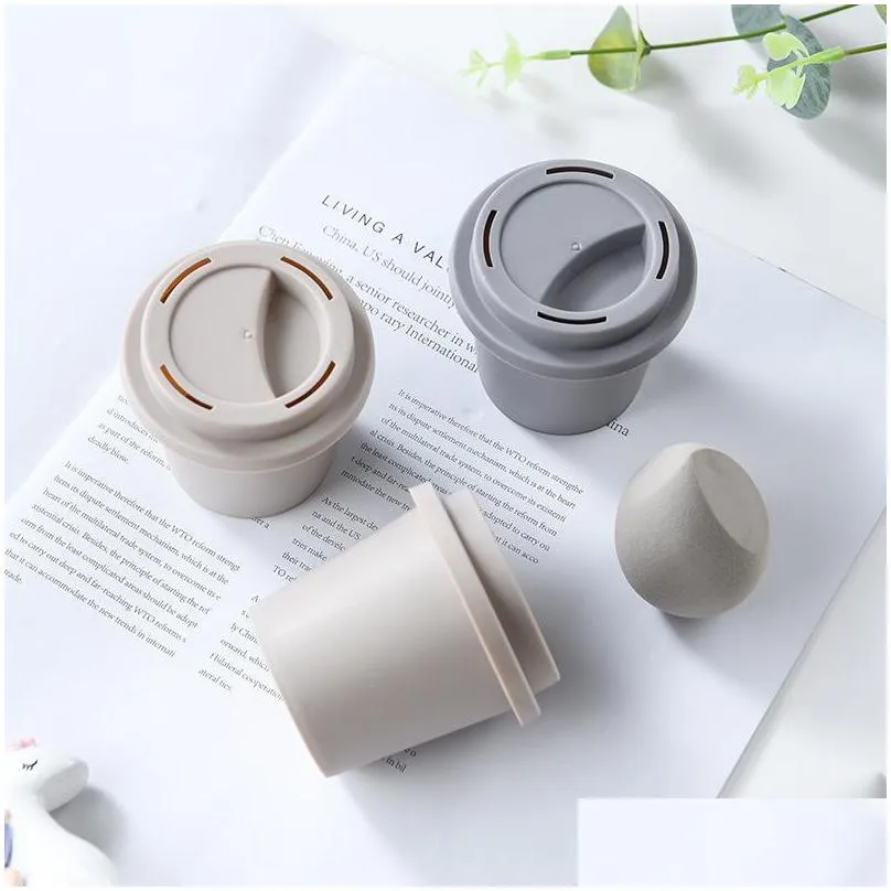 makeup sponge holder large moldproof portable clean mini coffee cup storage box for cosmetics sponge case