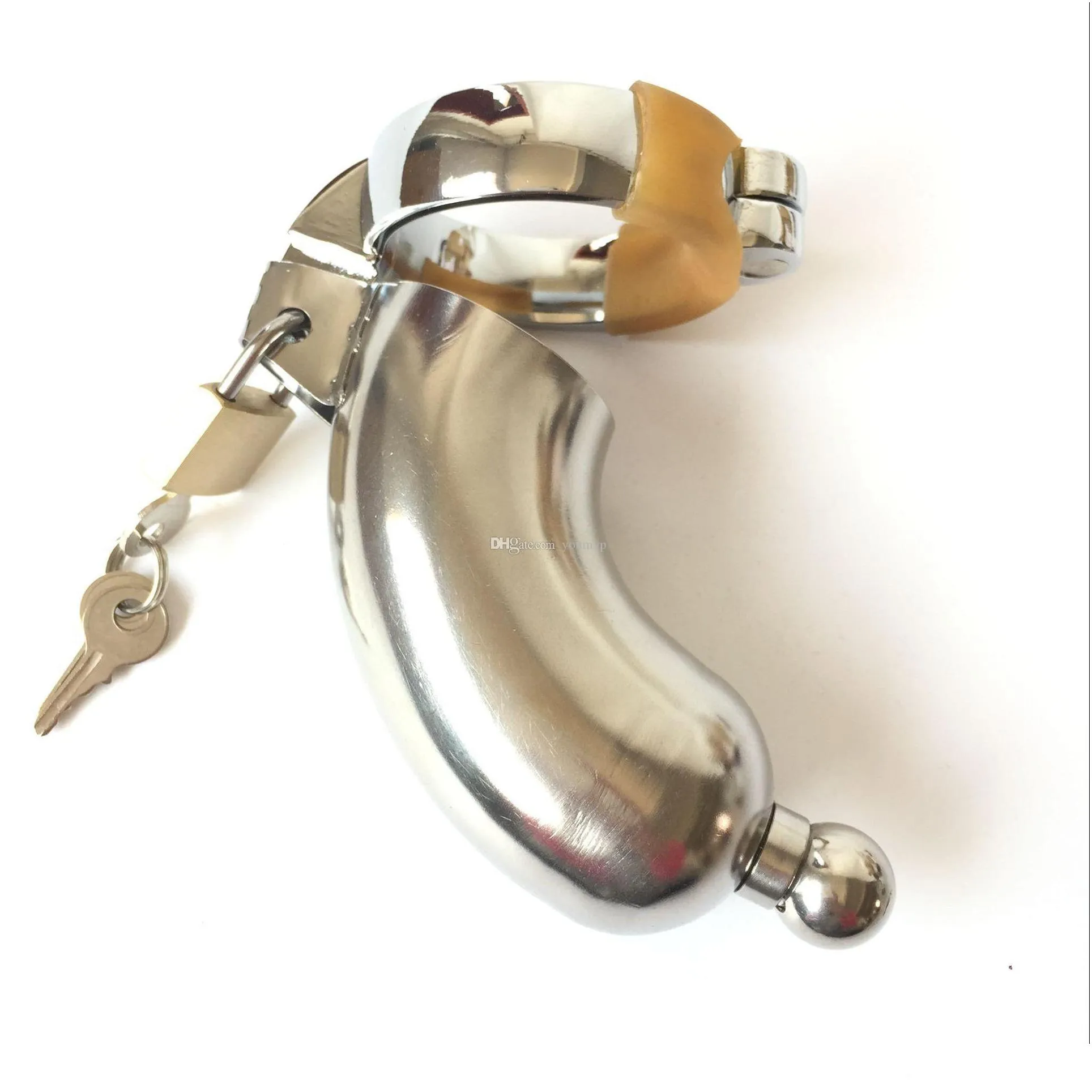male urethral catheterization penis lock metal chastity device with catheter cb3000 adult toys 40/45/50mm