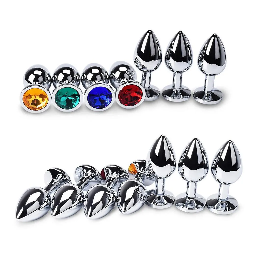 metal butt plugs anal plug uni stopper 3 different size men/women anal toys trainer for couples