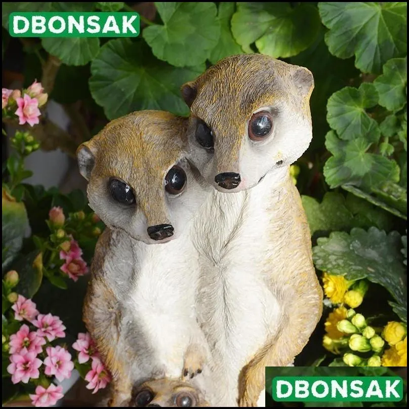 outdoor garden resin mongoose crafts statues decoration home courtyard balcony cute cat animal sculptures decor park ornaments t200117