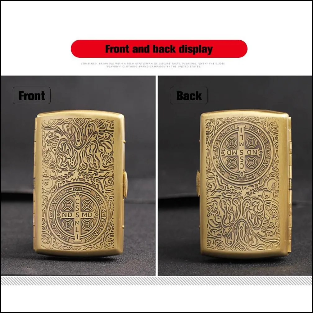 team pistol pure brass constantine cigarette case can hold 12 pcs regular size cigarettes organizer box metal cigarette boxes t200111