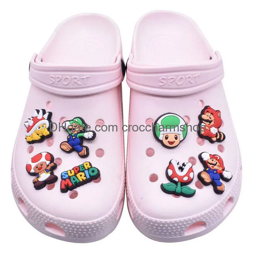 mario charms for clog sandals decoration cartoon game mario shoes decoration accessories for kids girls party favor gifts