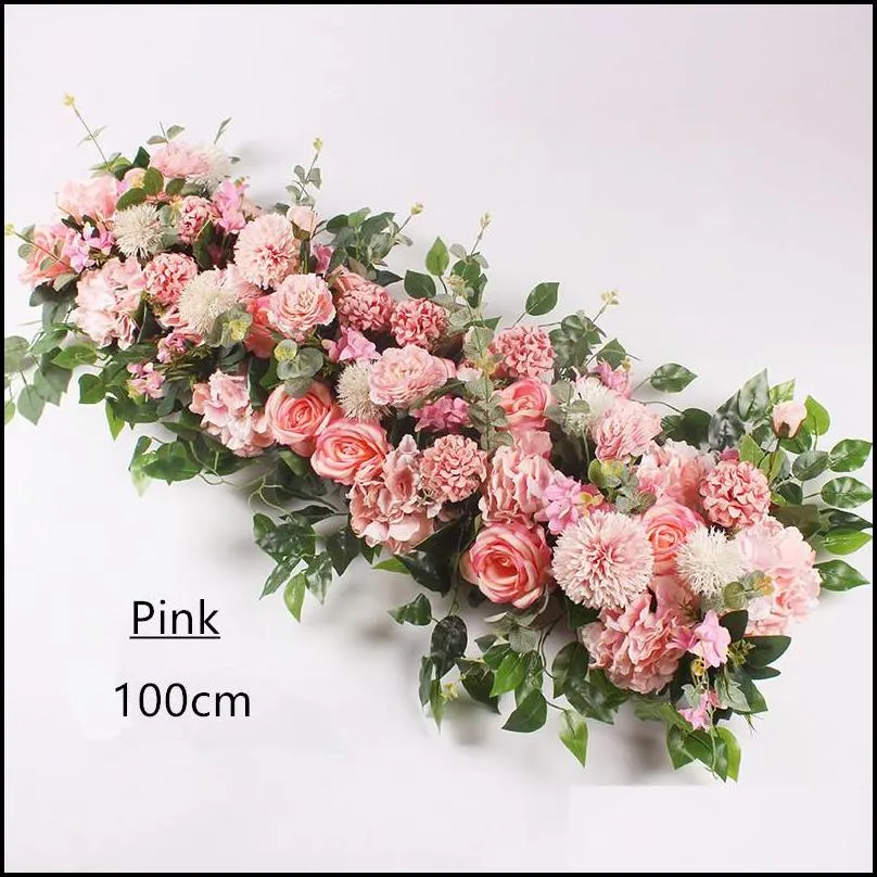 50/100cm diy wedding flower wall arrangement supplies silk peonies rose artificial flower row decor wedding iron arch backdrop t200103