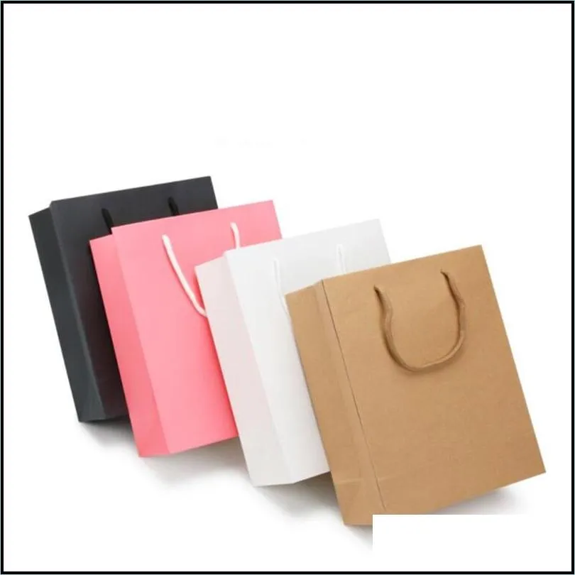 paper shopping gift bag recyclable shop store packaging bags clothes gifts cardboard pouch with handle