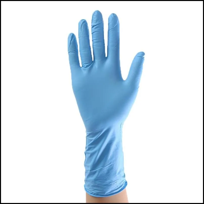 100pcs blue disposable rubber gloves household cleaning catering food long sleeve 12inch nitrile gloves thick and durable gloves