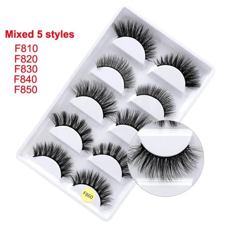 new 3d false eyelashes 5 pairs eyelash luxurious cross long hair faux mink eyelashes dramatic thick natural lashes eye makeup tools