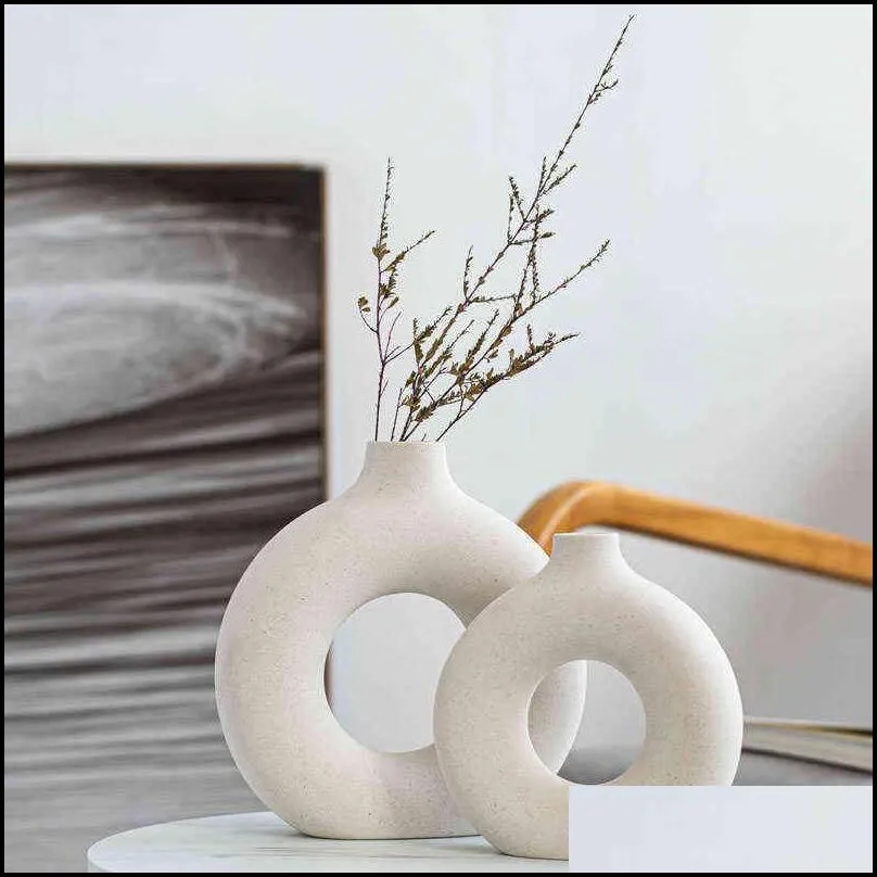 frosted particle flower arrangement hollow round flower vase for home decoration furnishings office living room decor art vases 211103