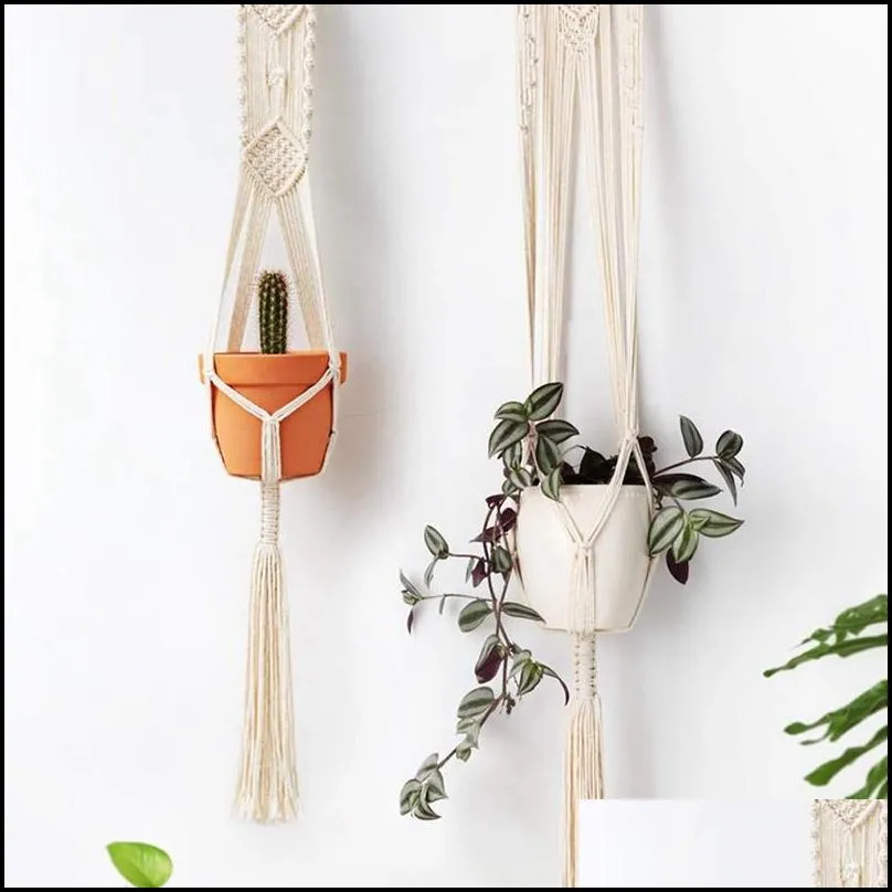 choice fun 4 set macrame plant hangers hanging plant shelf indoor wall planter decorative flower pot holder boho home decor