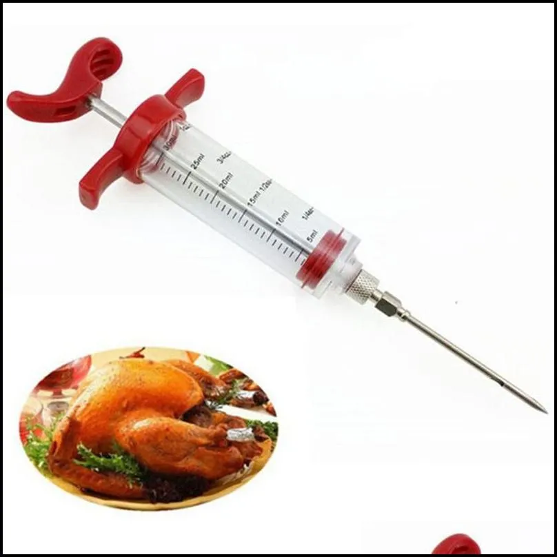 stainless steel needles spice syringe marinade injector flavor syringe cooking meat poultry turkey chicken kitchen bbq tool dbc bh3466