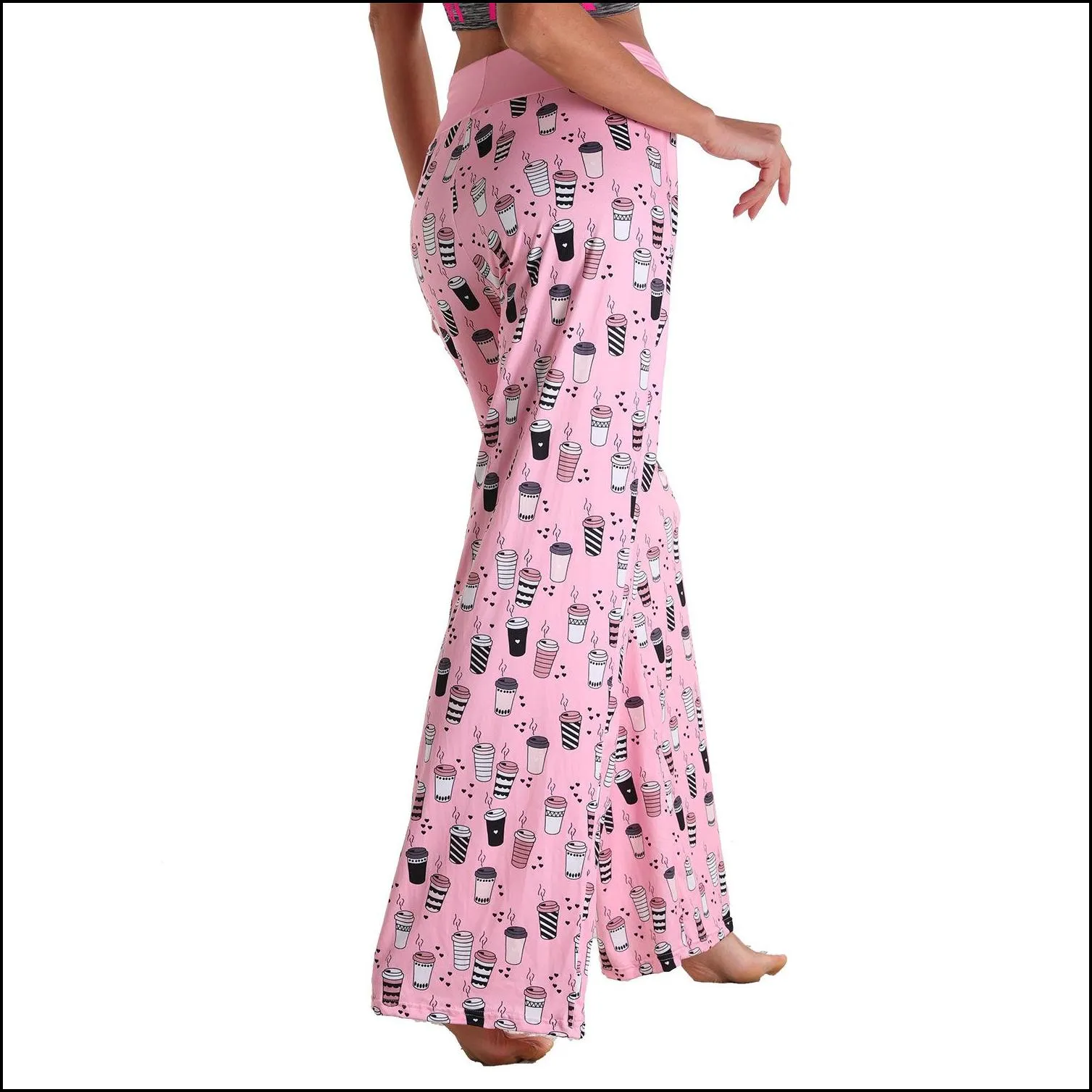 wide leg pants trousers floral flowers palazzo capris camo plaid plain stripe elastic fitness yoga pants lady sport loose long panty casual baggy 40 colors