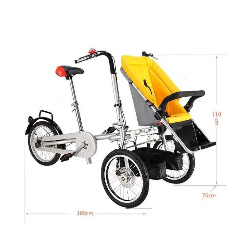 hot parentchild tricycle baby carriage carrier stroller versatile folding mother and child tricycle baby children carrier bicycle