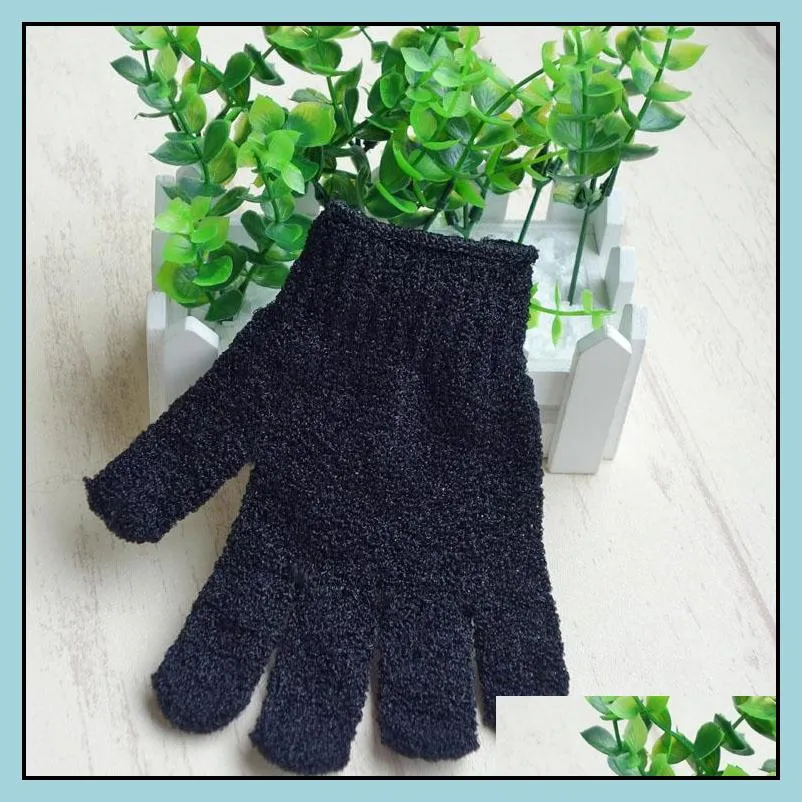 color black peeling glove scrubber five fingers exfoliating tan removal bath mitts paddy soft fiber massage bath glove cleaner dhs