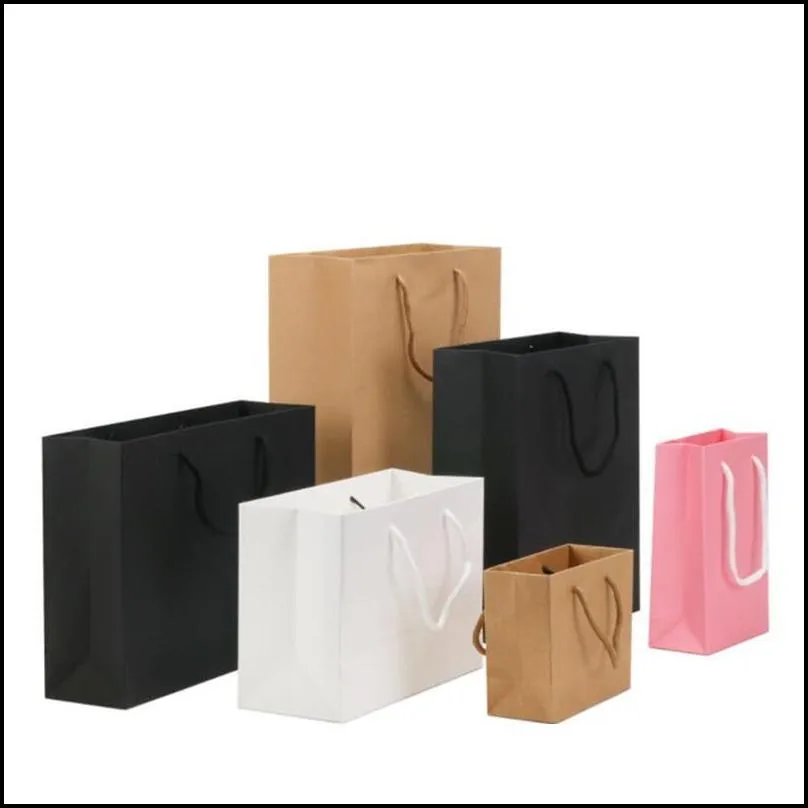 paper shopping gift bag recyclable shop store packaging bags clothes gifts cardboard pouch with handle