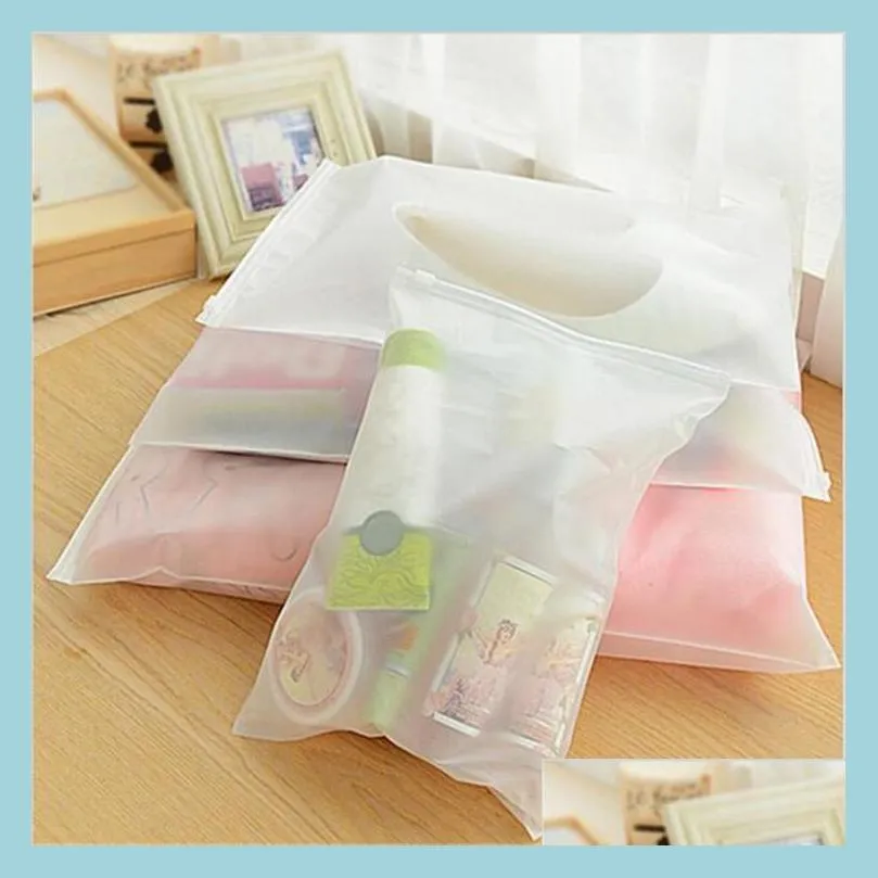 travelling storage bag frosted plastic reclosable zipper bags self seal packaging pouch for gift clothes jewelry