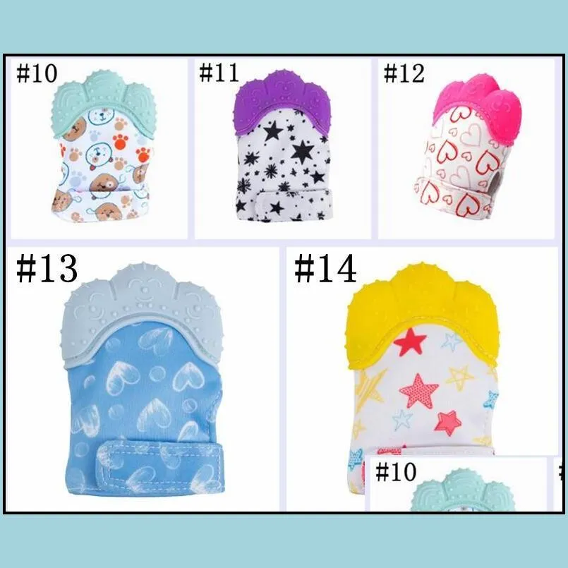 teether gloves newborn grind teeth chew sound toys silicone grind childrens mittens teething pain relief practice toys maternity