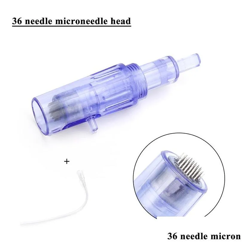 20pcs microneedle cartridges needles with syringe tube 9 12 36 pin for mini hydra gun mesotherapy injector auto derma stamp pen