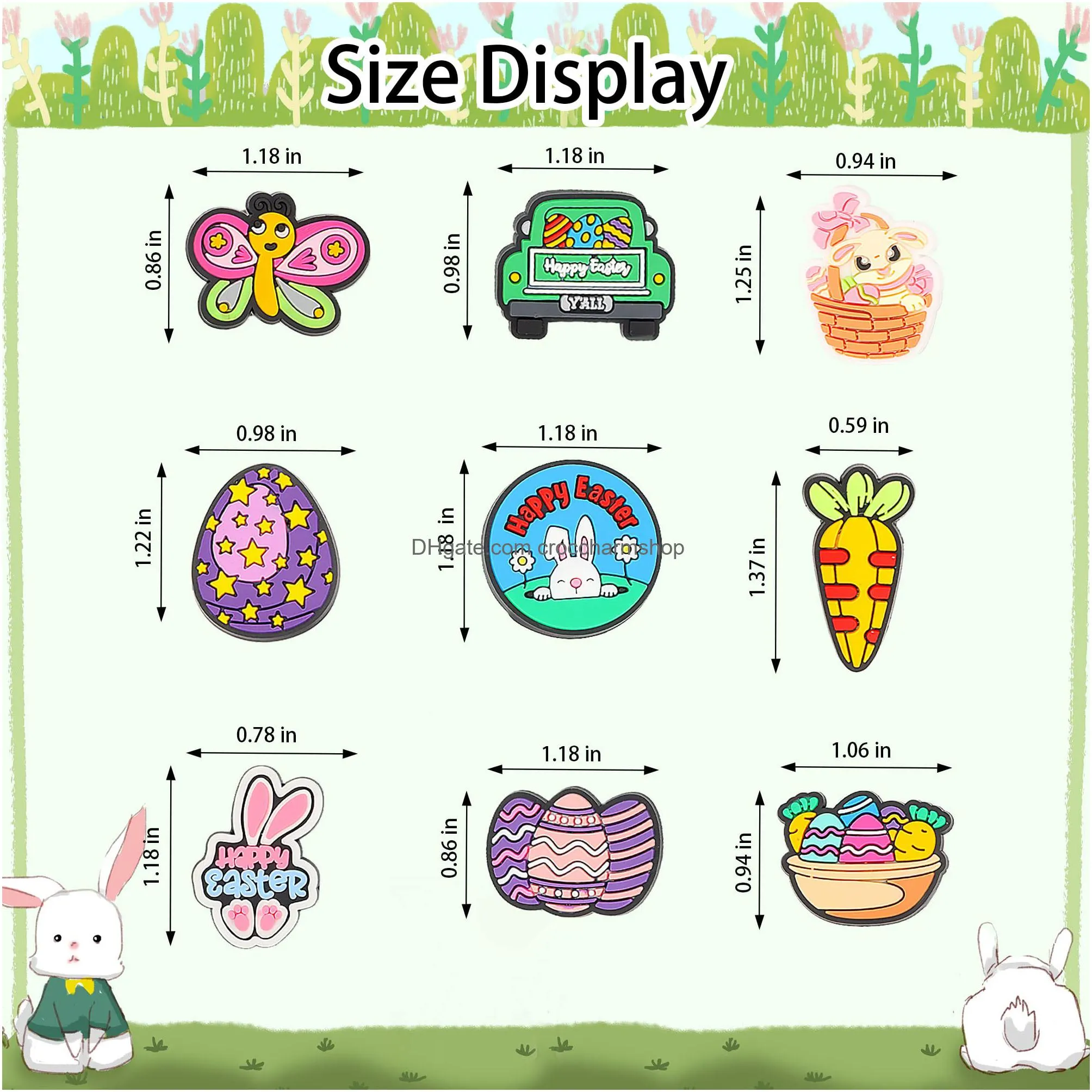 easter shoe decoration charms easter eggs rabbits carrots shoe charms for shoe wristband clog sandals pvc shoe charm accessories for easter gifts party favor birthday gifts