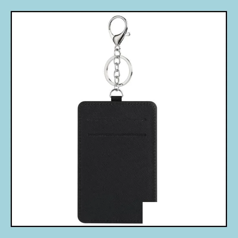 party favor sublimation card holder pu leather blank credit cards bag case heat transfer print diy holders with keychain gg01