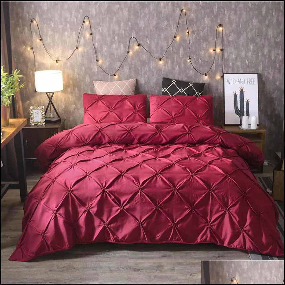 luxury pinch pleat bedding comforter bedding sets bed linen duvet cover set pillowcases bedding queen king size bedclothes t200110