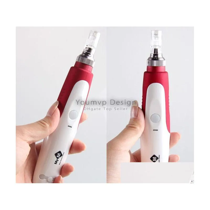 electric microneedle roller for facial rejuvenation auto vibration microneedling pen with 2pcs cartridges