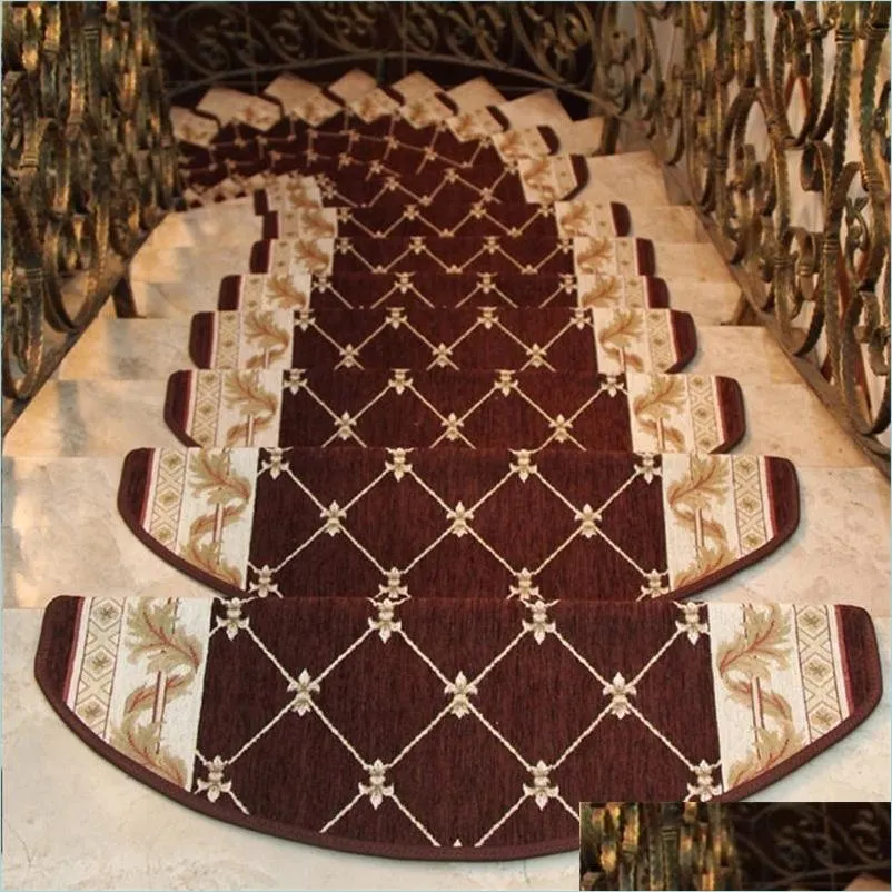 yazi nonslip stairs carpet selfadhesive european pastoral floral rug living room soft stairway stair step mat t200518
