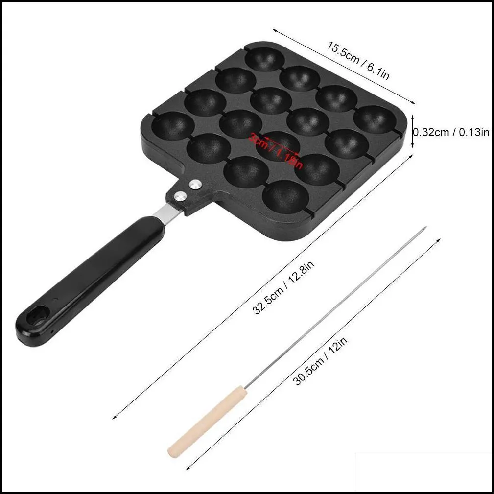 16 holes nonstick takoyaki grill pan molde cooking grill baking pan with 4pcs baking needle cast aluminum takoyaki baking tray