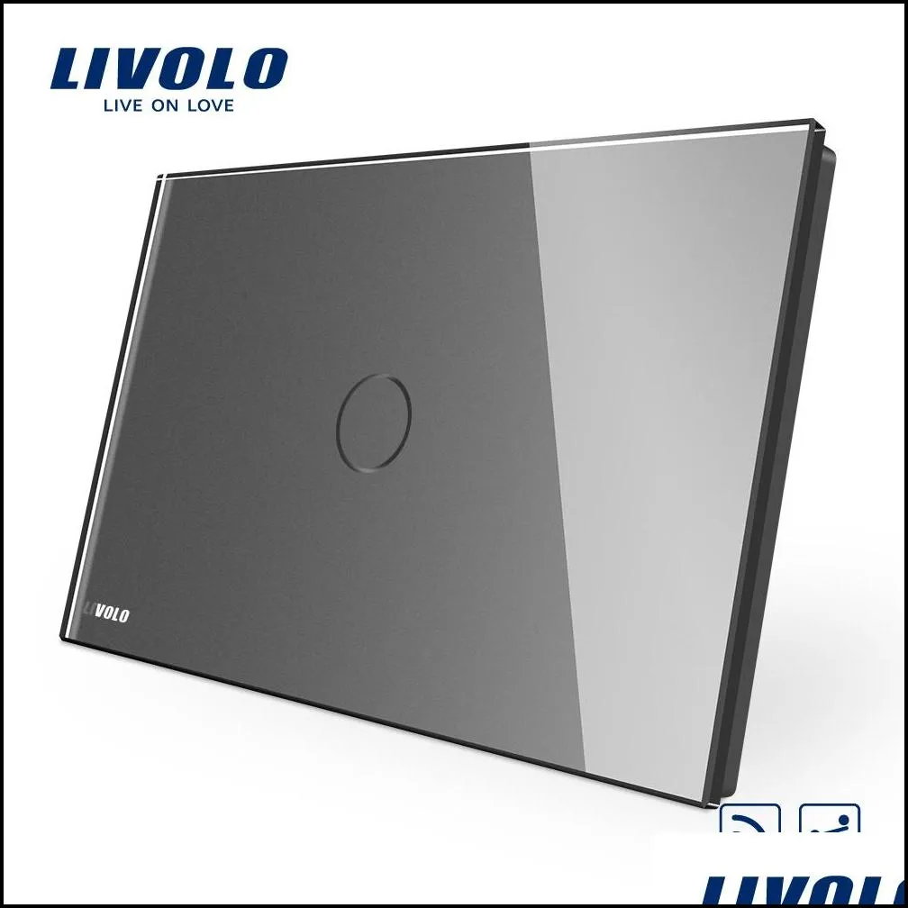 livolo au us c9 standard touch switch grey crystal glass panel 2ways touch control light switch cross remote wireless control t200605