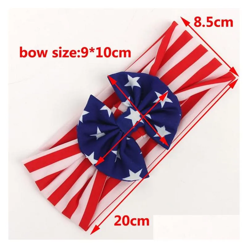 baby star stripe national flag bowknot headbands 3 design girls lovely cute american flag hair band headwrap children elastic