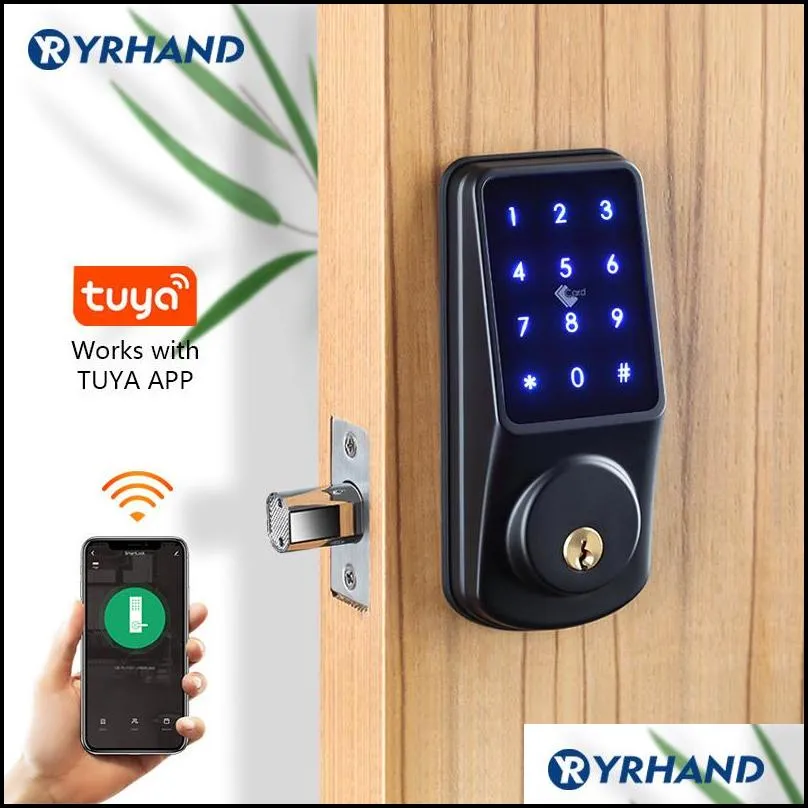 wifi keyless secure keypad remote control deadbolt electronic digital smart door lock with tuya app 201013